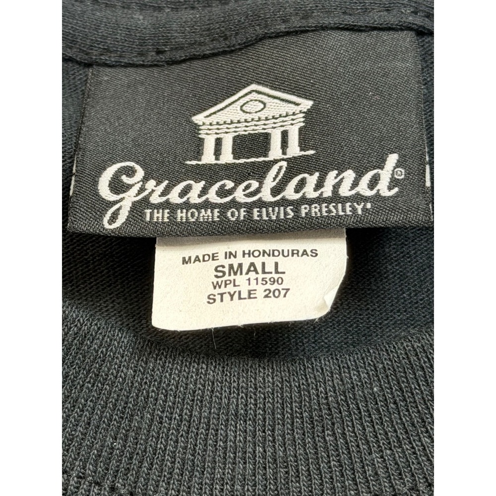 Graceland Elvis Presley Graphic Tee Shirt Black /Silver Sz Small (Y18) - Picture 2 of 6
